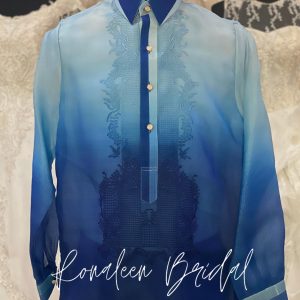 Monochromatic Jusi Embroidered Barong (by Ronaleen Bridal)