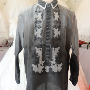 Monochromatic Double Collar Barong by A14 Alliyah Cassandra