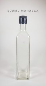 Marasca Bottle 500ml with 31.5mm Black Caps (with pourer)