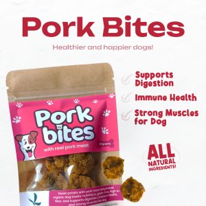 Dehydrated Organic Dog Treats - Pork Bites for Dogs | All Natural for Muscle Support