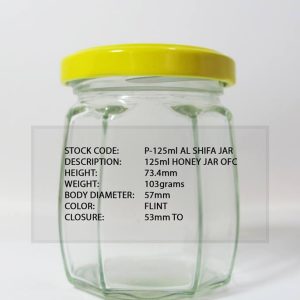 125ml Al Shiffa Honey Jar with 53mm lug caps